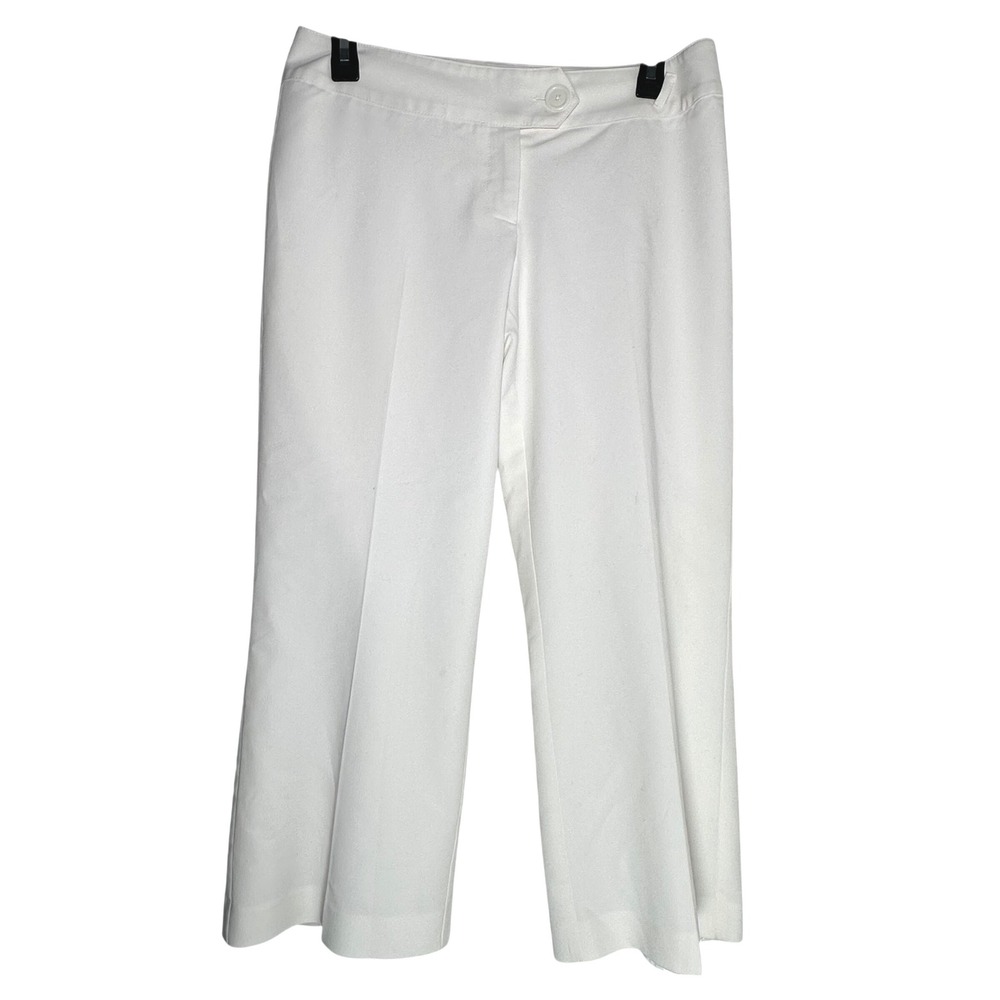 White House Black Market White Wide Leg Cropped Pants Size 6 Career Trousers